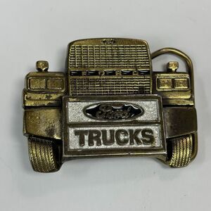 Vtg 1987 Ford Trucks Belt Buckle Great American Brass Enamel Big Rig Semi #1831